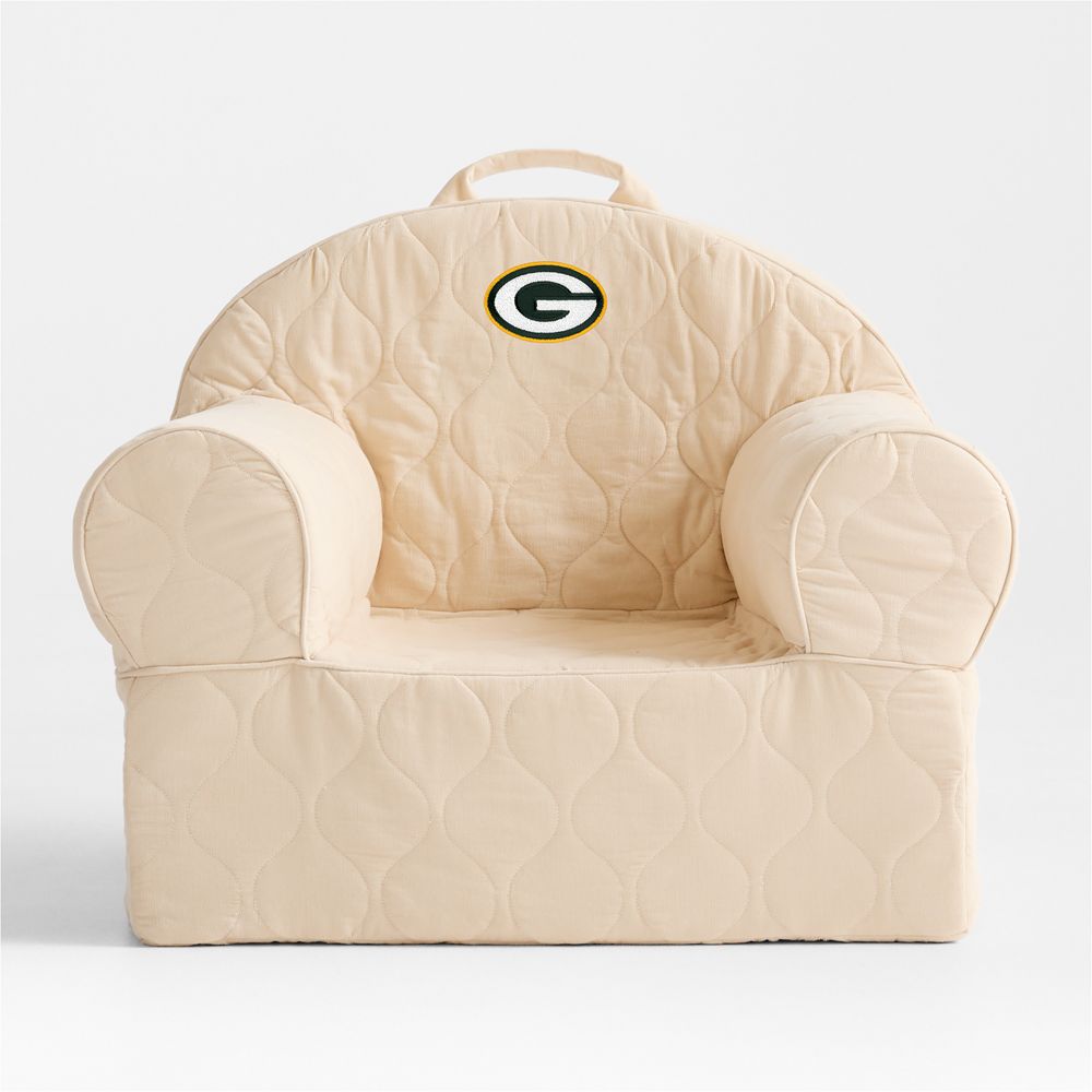 NFL Green Bay Packers Large Oatmeal Quilted Cotton Corduroy Kids Lounge Nod Chair