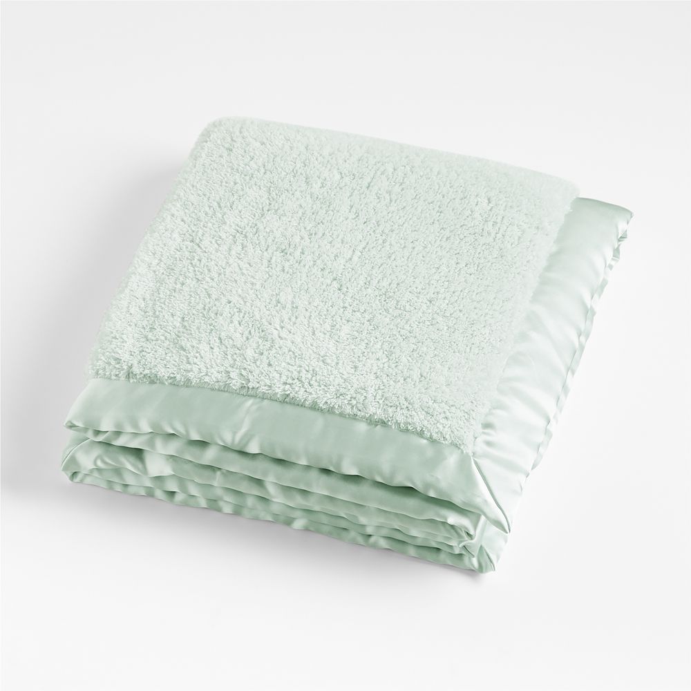 Satin Trim Mint Plush Baby Stroller Blanket
