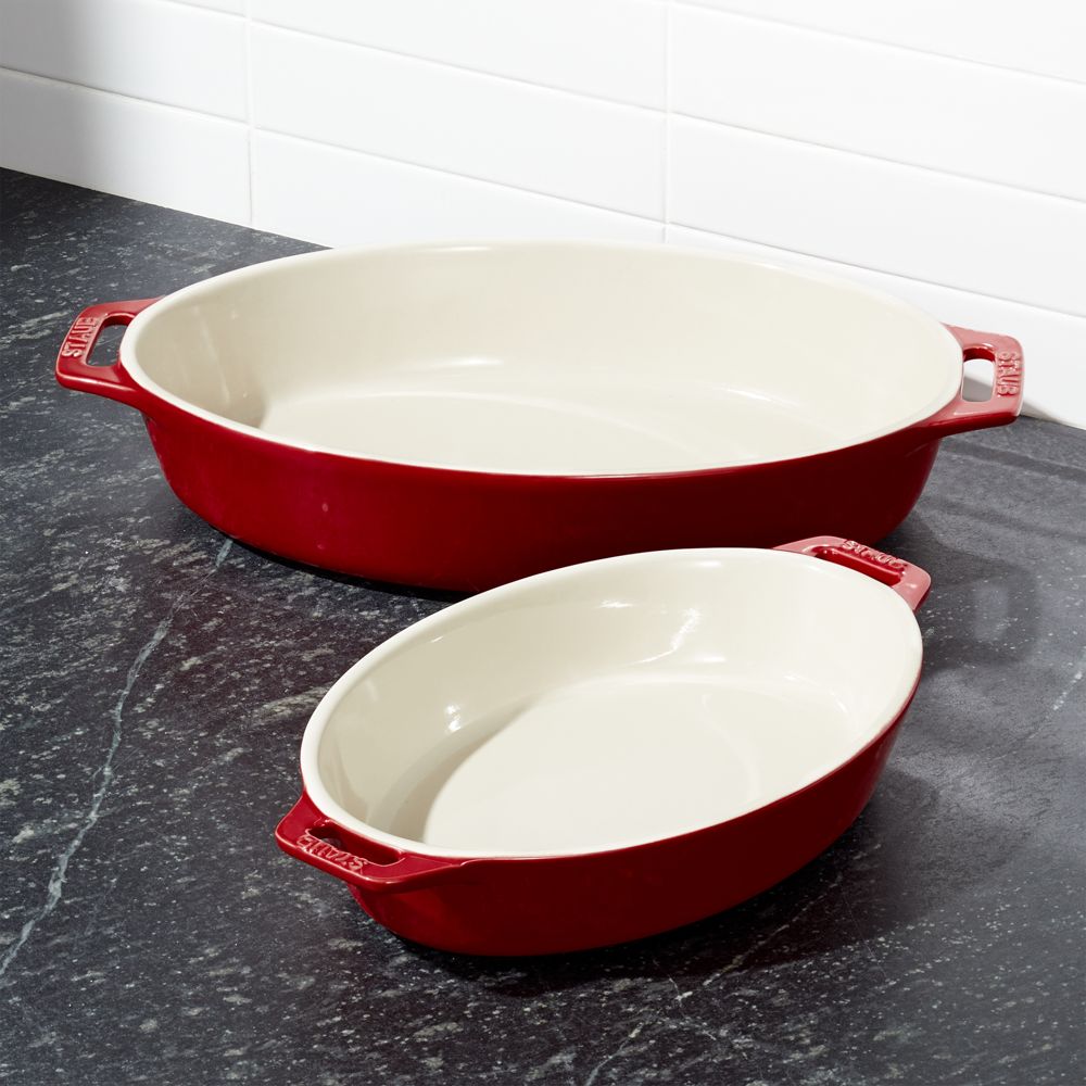 Staub Cherry 2-Piece Oval Baker Set