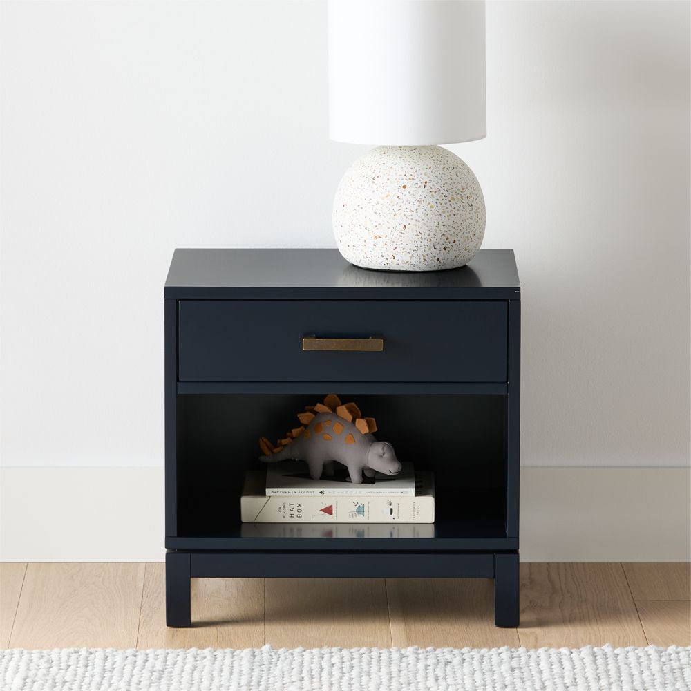 Parke 21" Navy Blue Wood Kids Nightstand with Drawer