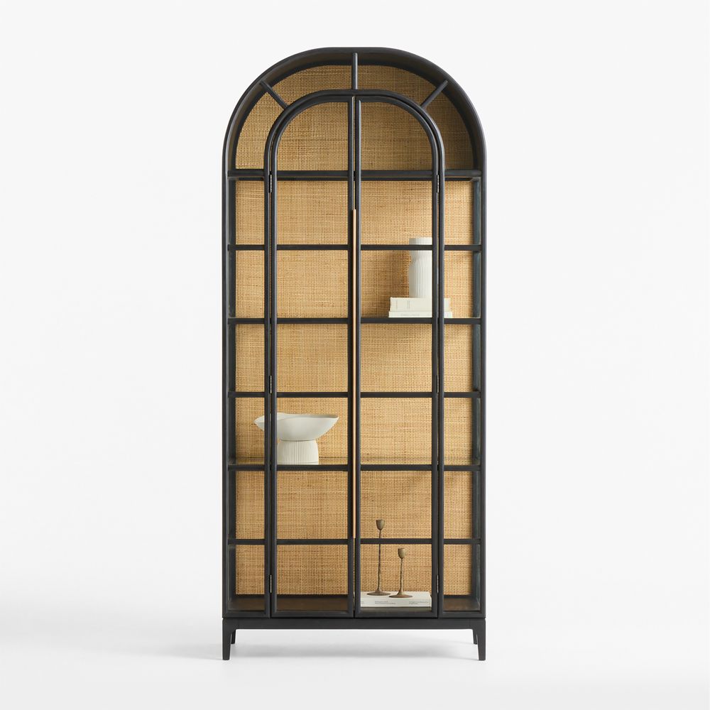 Atrium 37" Black Wood and Glass Storage Display Cabinet
