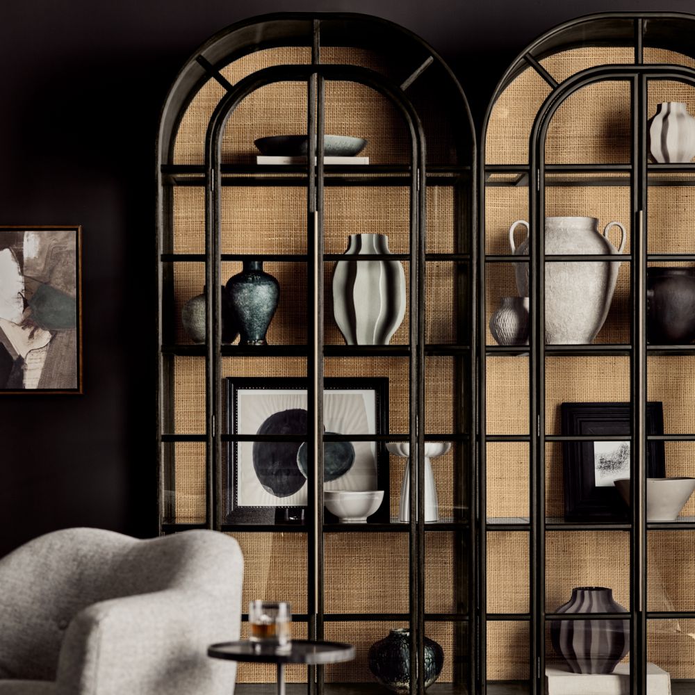 Atrium 37" Black Wood and Glass Storage Display Cabinet- Image 2