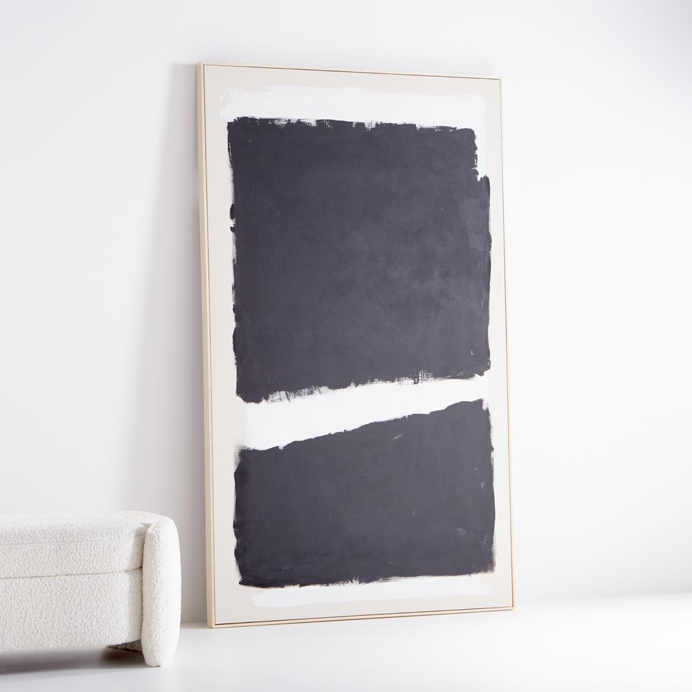 "Dark Modern Moment" 49"x81" Hand-Painted Raw Canvas Framed Wall Art