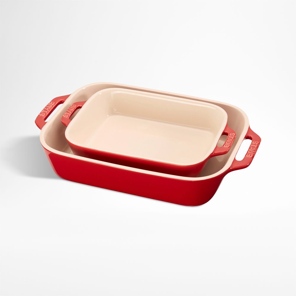 Staub Cherry 2-Piece Rectangular Baker Set