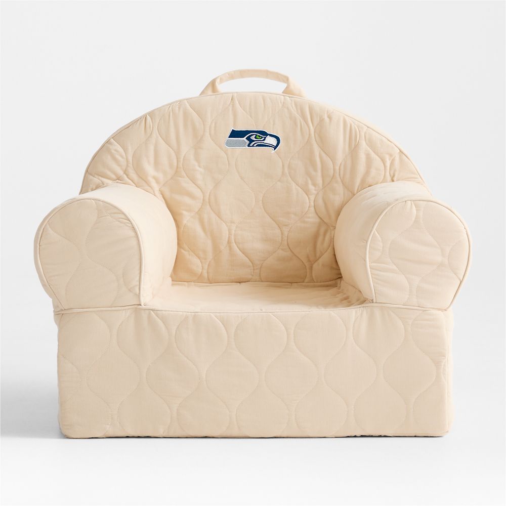 NFL Seattle Seahawks Large Oatmeal Quilted Cotton Corduroy Kids Lounge Nod Chair