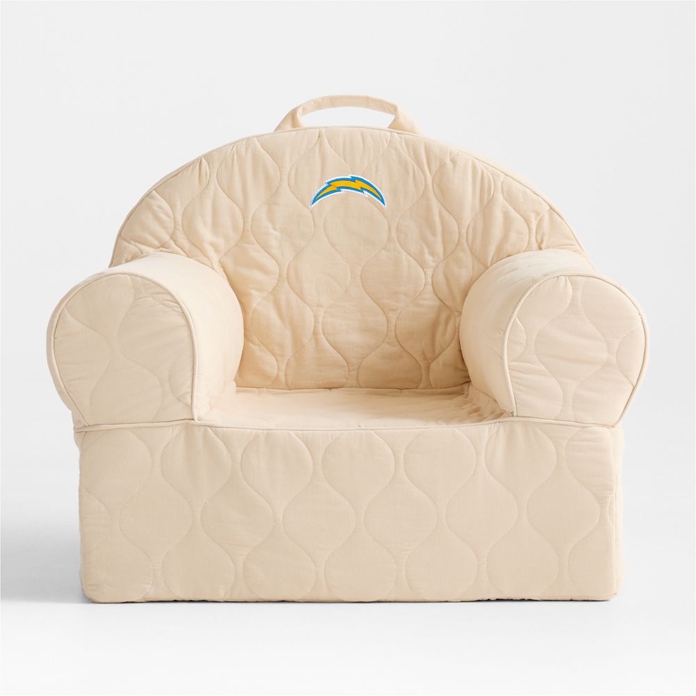 NFL Los Angeles Chargers Large Oatmeal Quilted Cotton Corduroy Kids Lounge Nod Chair