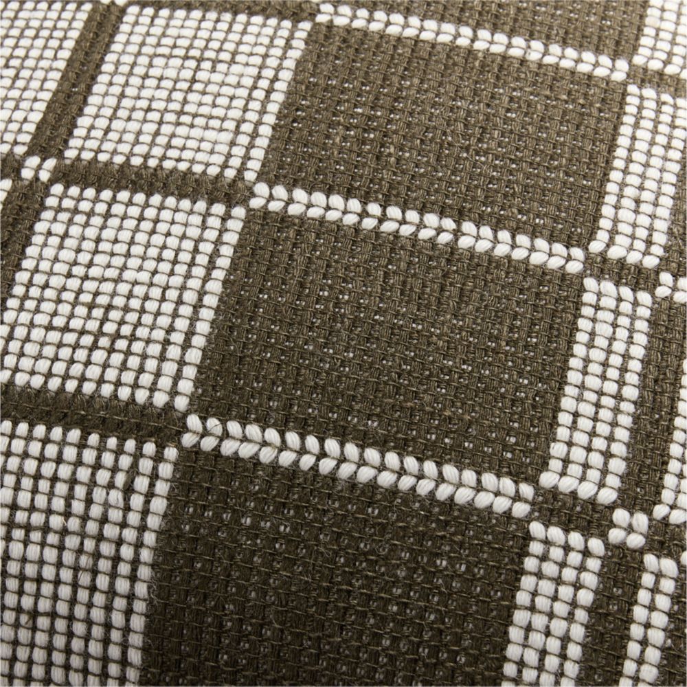 Alternative view of Wool and Linen Blend Plaid 23"x23" Burnt Green Throw Pillow
