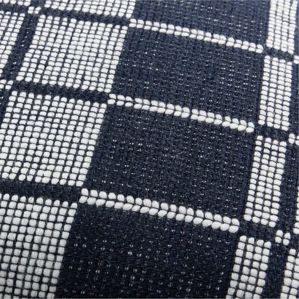 Alternative view of Wool and Linen Blend Plaid 23"x23" Deep Indigo Throw Pillow