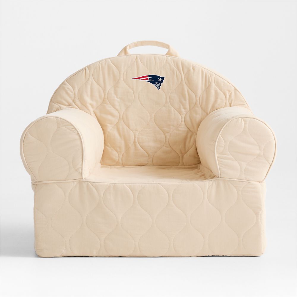 NFL New England Patriots Large Oatmeal Quilted Cotton Corduroy Kids Lounge Nod Chair