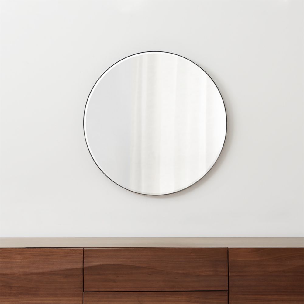 Edge Small Black Round Wall Mirror 30"