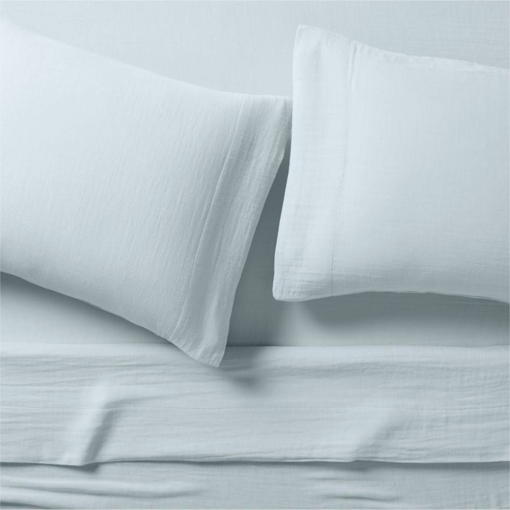 Organic Cotton Gauze Pale Blue Bed Sheet Set