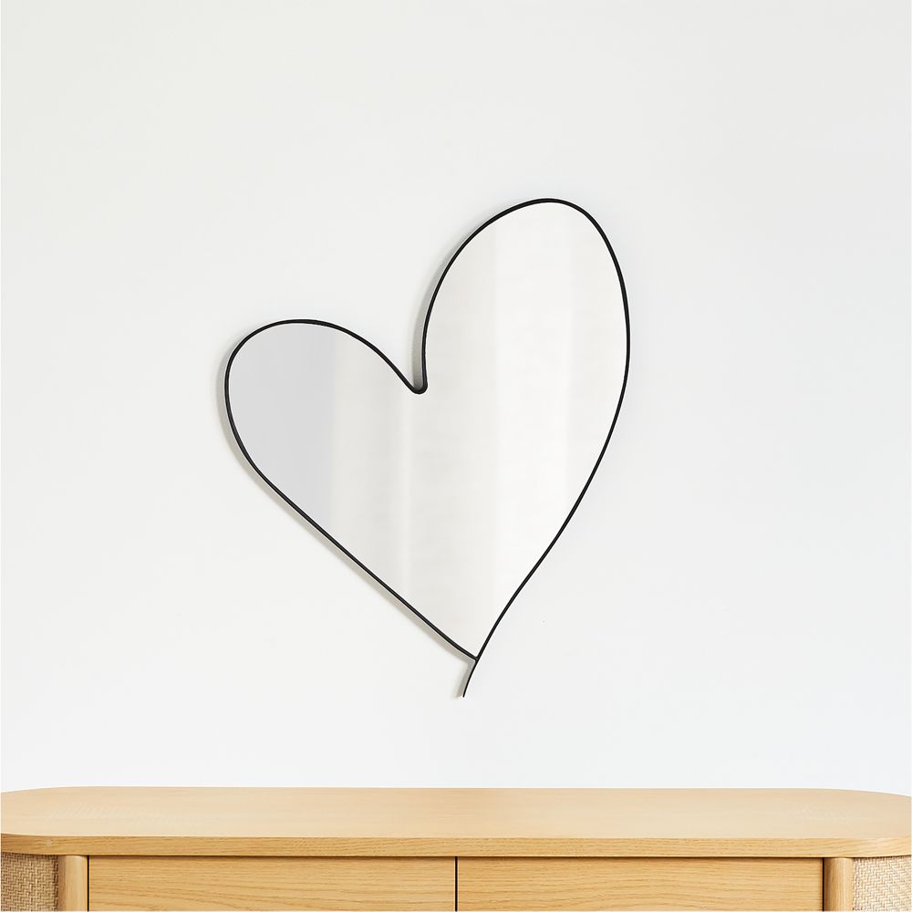 Large Heart 26" Black Metal Wall Mirror by Leanne Ford