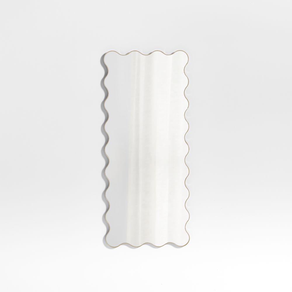 Waveland 24" Brass Metal Full-Length Scalloped Wavy Wall Mirror