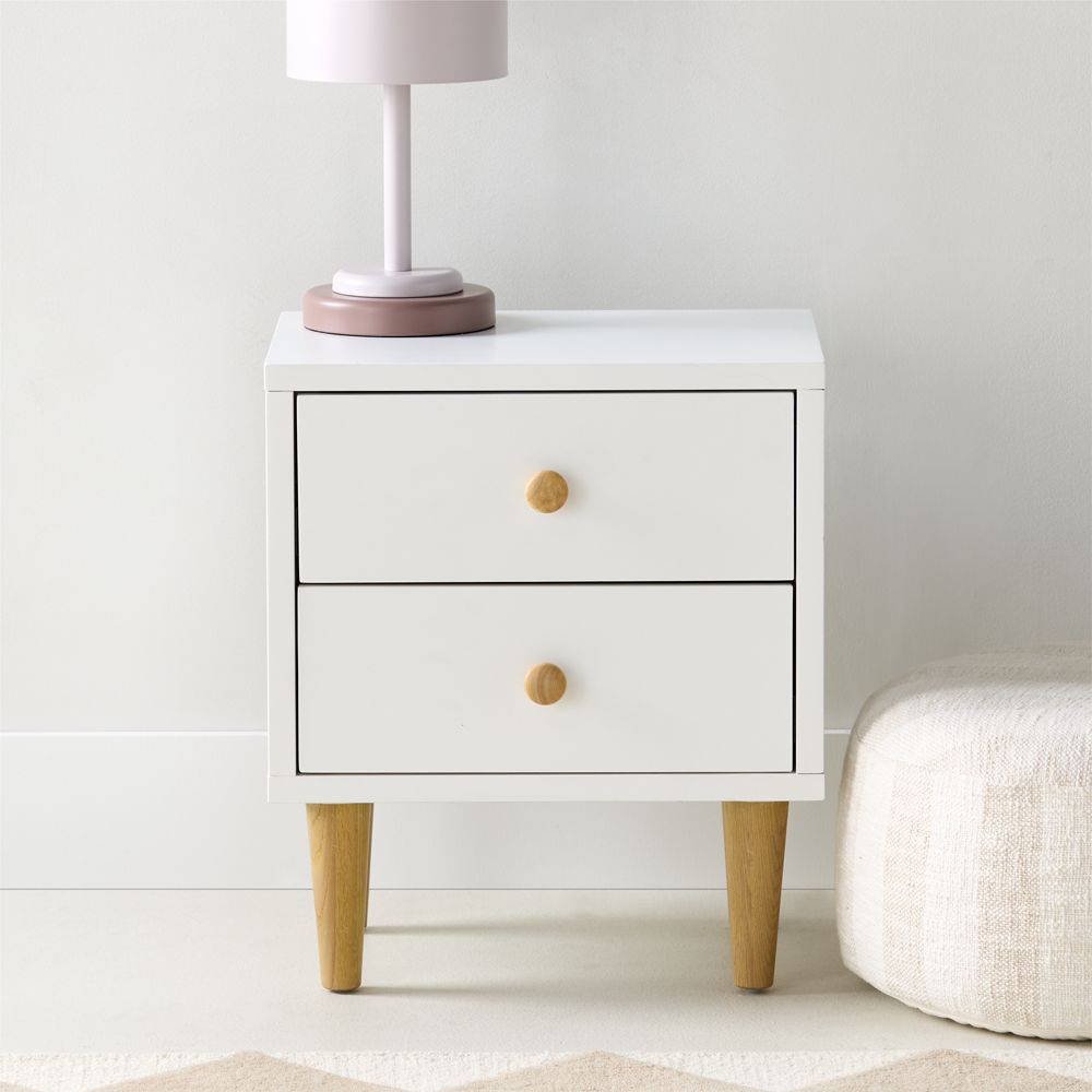 Finn 20" White Wood 2-Drawer Kids Nightstand