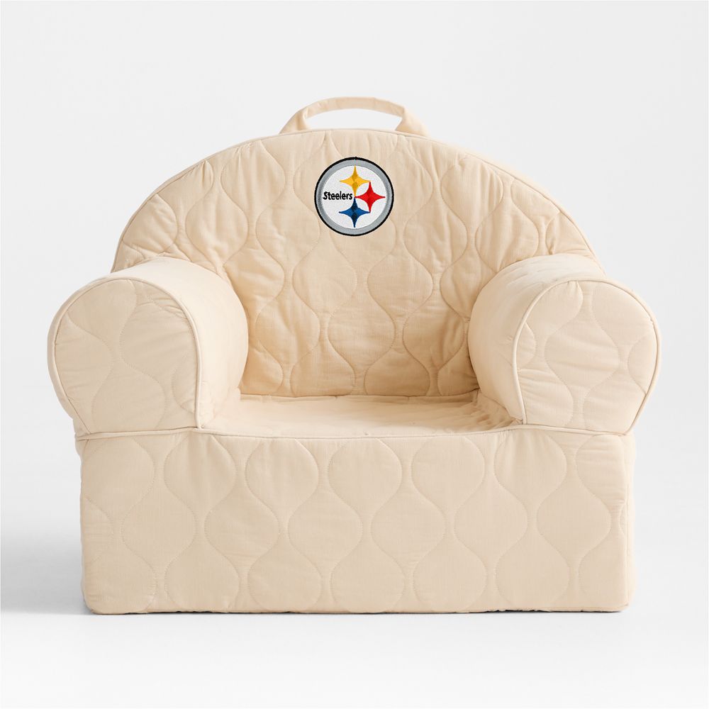 NFL Pittsburgh Steelers Large Oatmeal Quilted Cotton Corduroy Kids Lounge Nod Chair