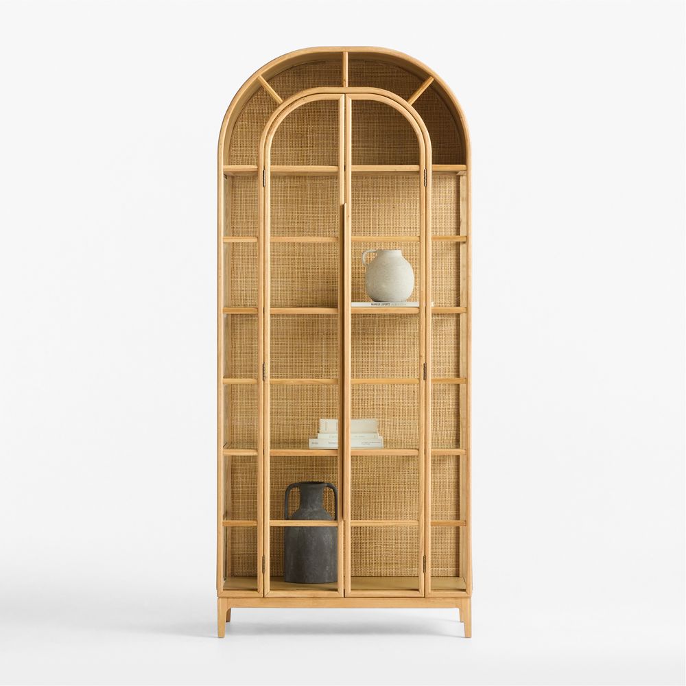Atrium Natural White Oak and Glass Storage Display Cabinet (37"-58")