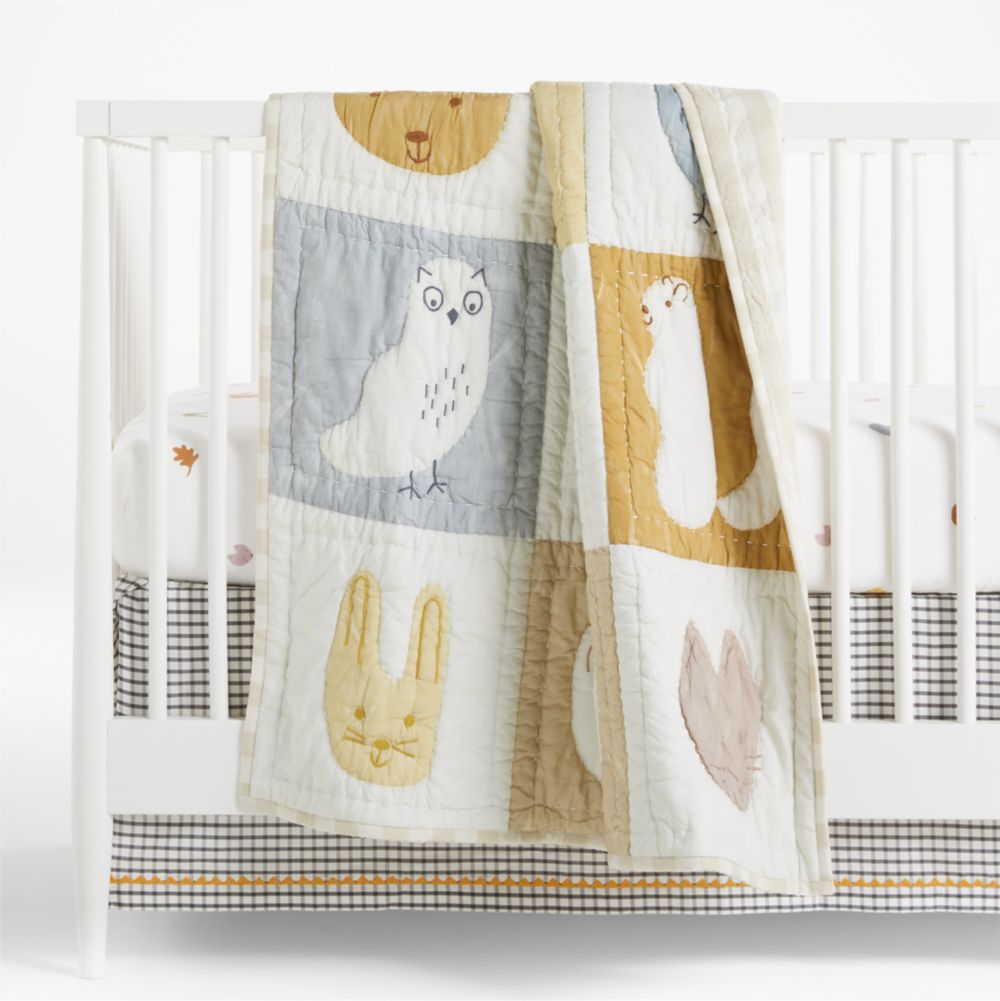 Forest Animals 100% Organic Cotton Baby Crib Quilt