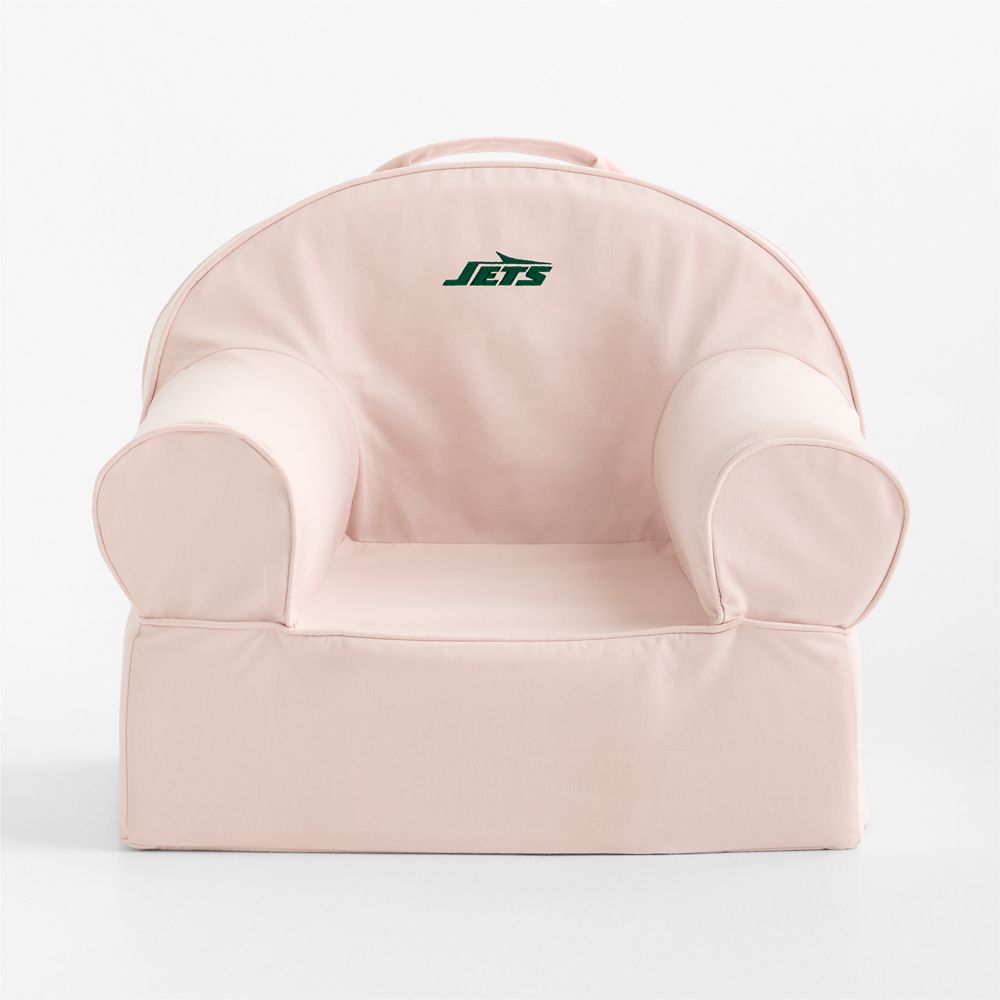NFL New York Jets Small Soft Pink Organic Cotton Kids Lounge Nod Chair