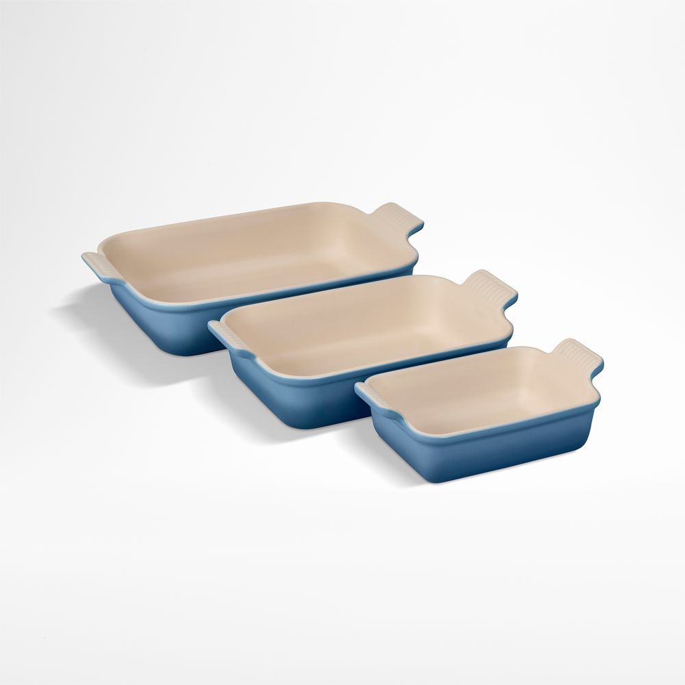 Le Creuset Heritage Chambray Stoneware 3-Piece Rectangular Baking Dishes Set