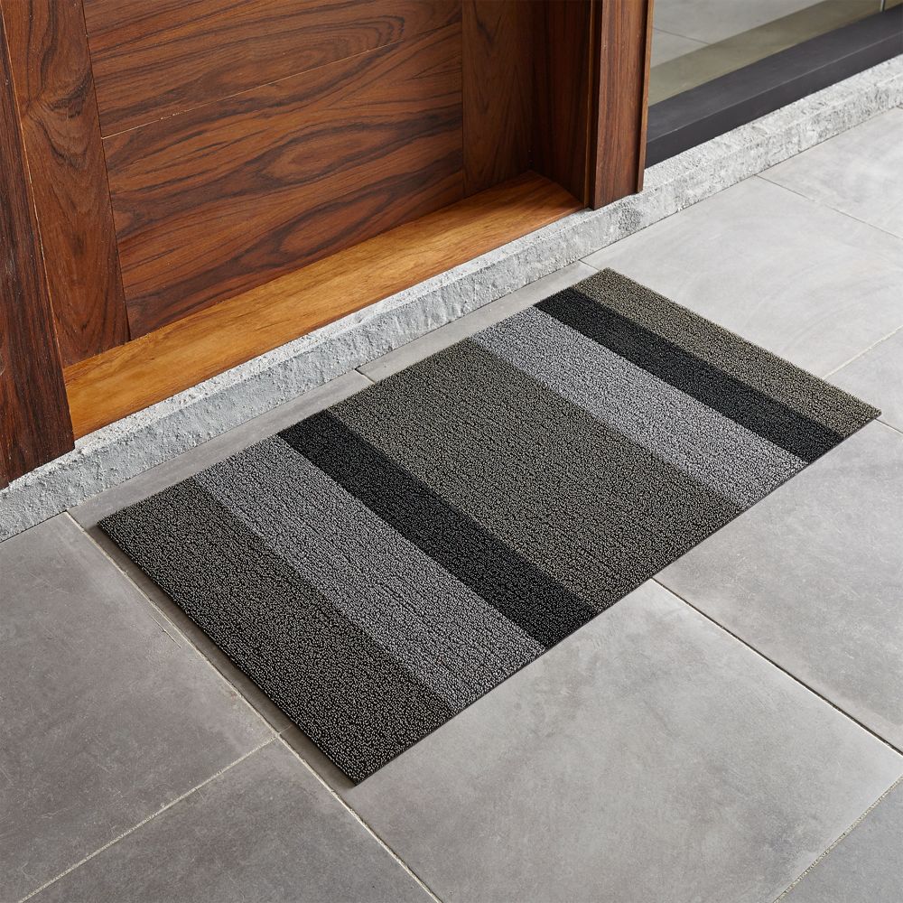 Chilewich Silver-Black Striped 20"x36" Doormat