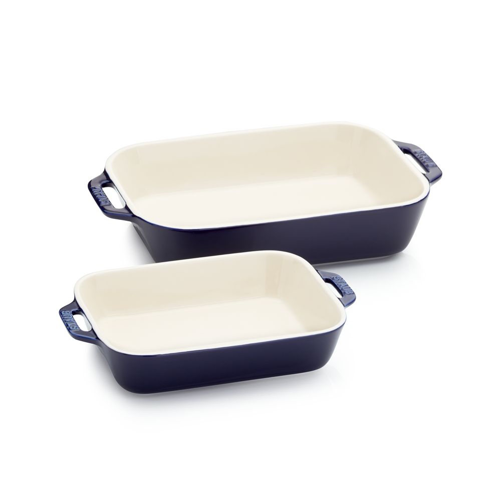 Alternative view of Staub Dark Blue 2-Piece Rectangular Baker Set