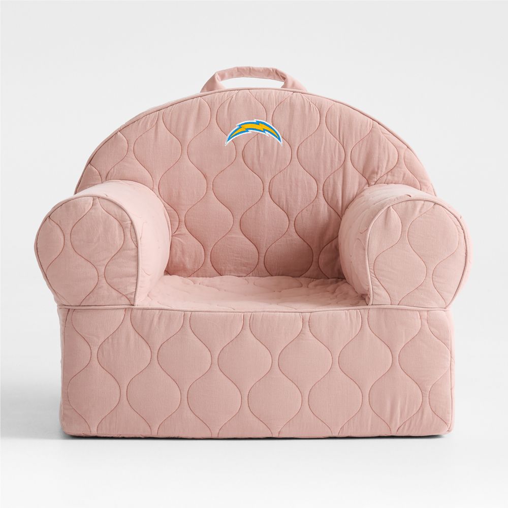 NFL Los Angeles Chargers Large Rosy Lilac Quilt ed Cotton Corduroy Kids Lounge Nod Chair