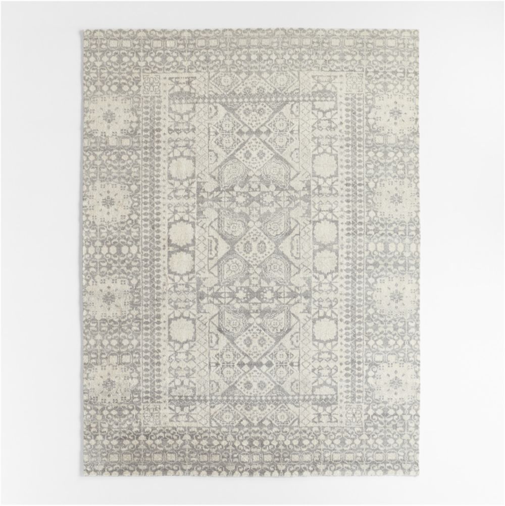 Sardinia Wool Performance Blend Traditional Grey Handknotted Area Rug