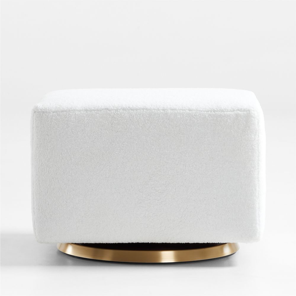 Milo Faux Sherpa Gliding Ottoman with Gold Base