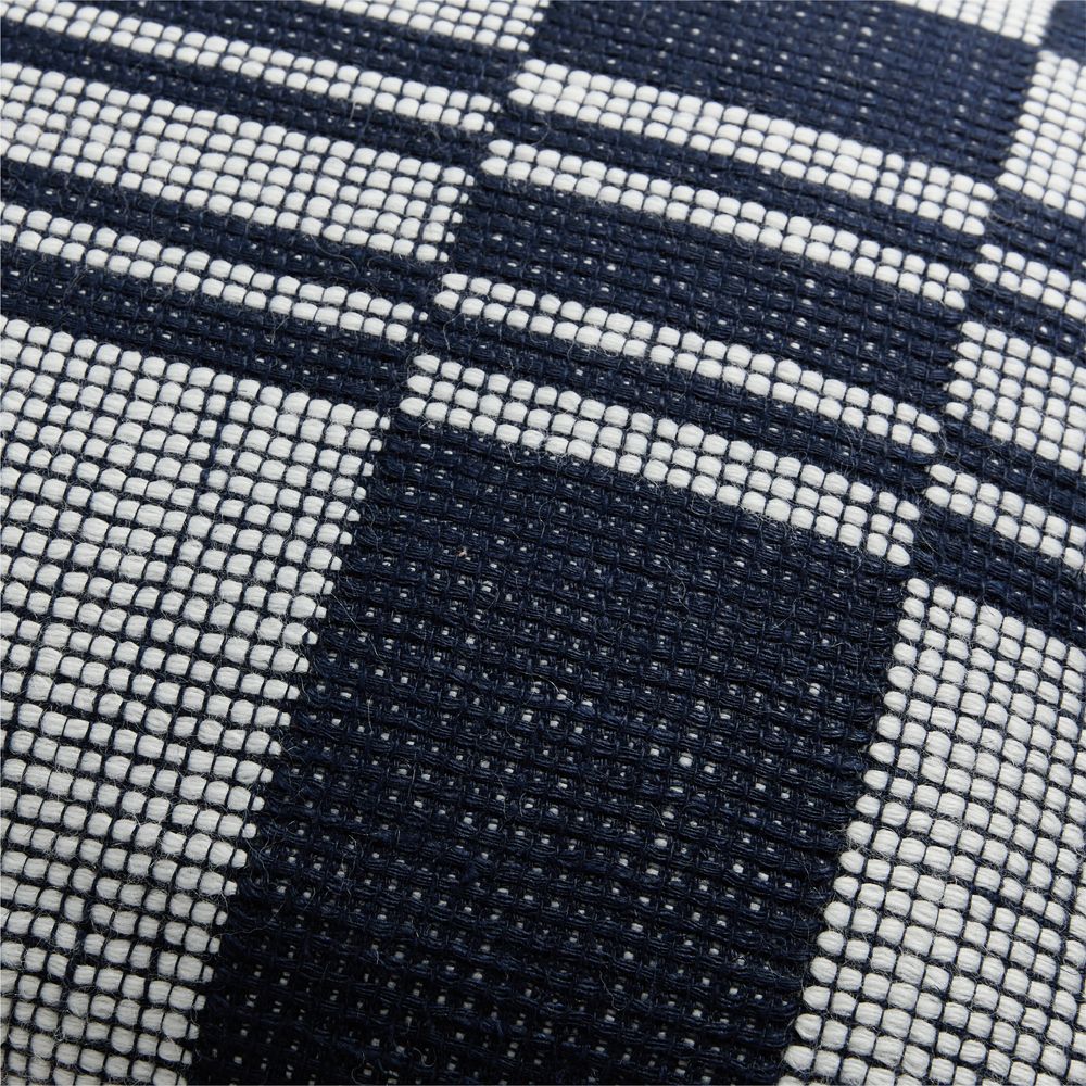 Alternative view of Wool and Linen Blend Plaid 22"x15" Deep Indigo Throw Pillow