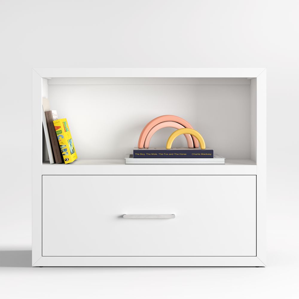 Ever Simple 36" Modular White Wood Kids Bookcase with Drawer