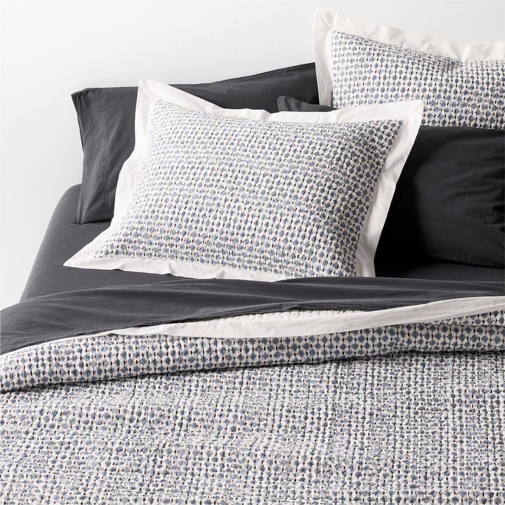 Celeste Organic Cotton Navy Diamond Print Quilt