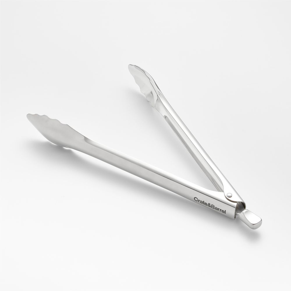 Crate & Barrel 12" Stainless Steel Tongs