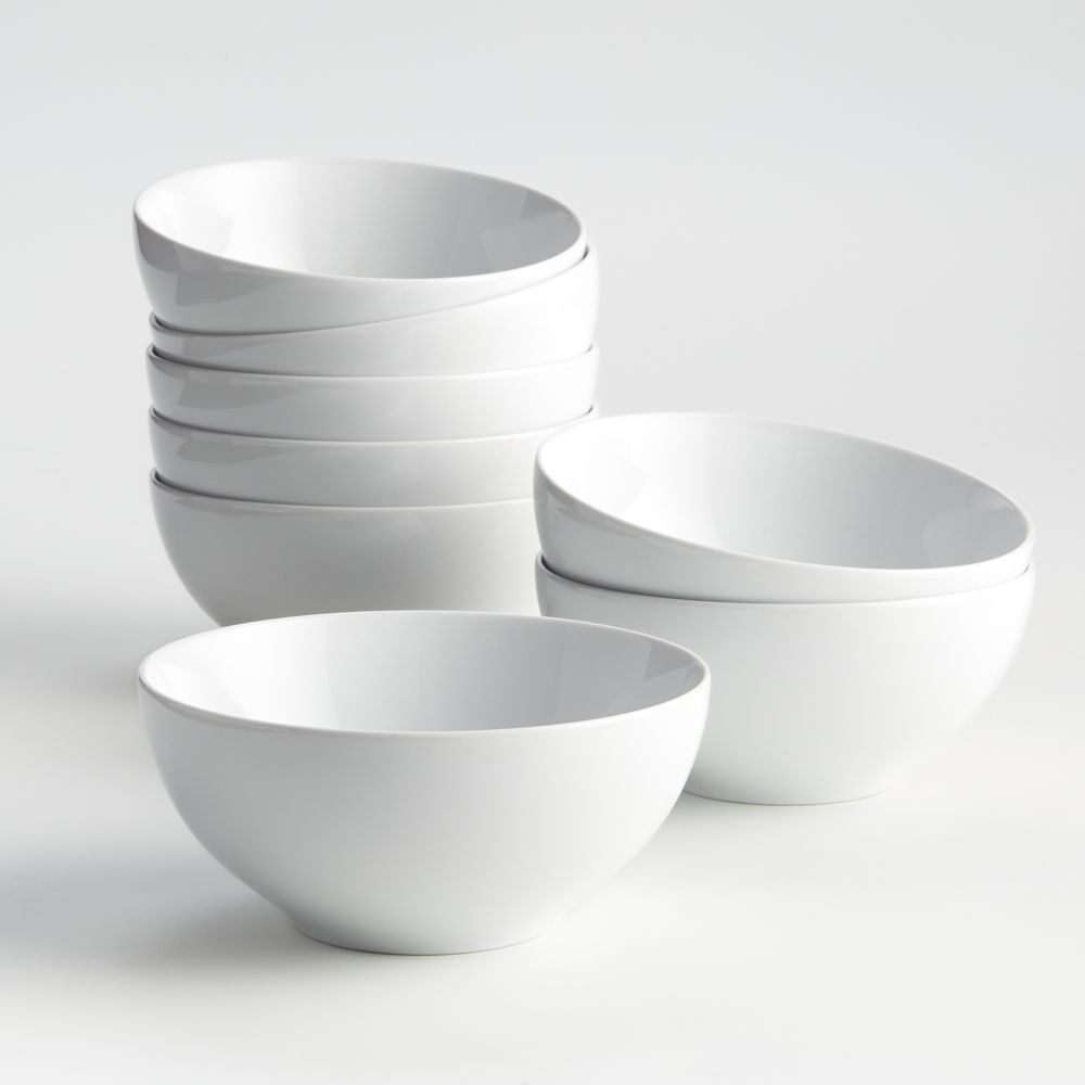 Aspen 6.25" Porcelain Cereal Bowls, Set of 8