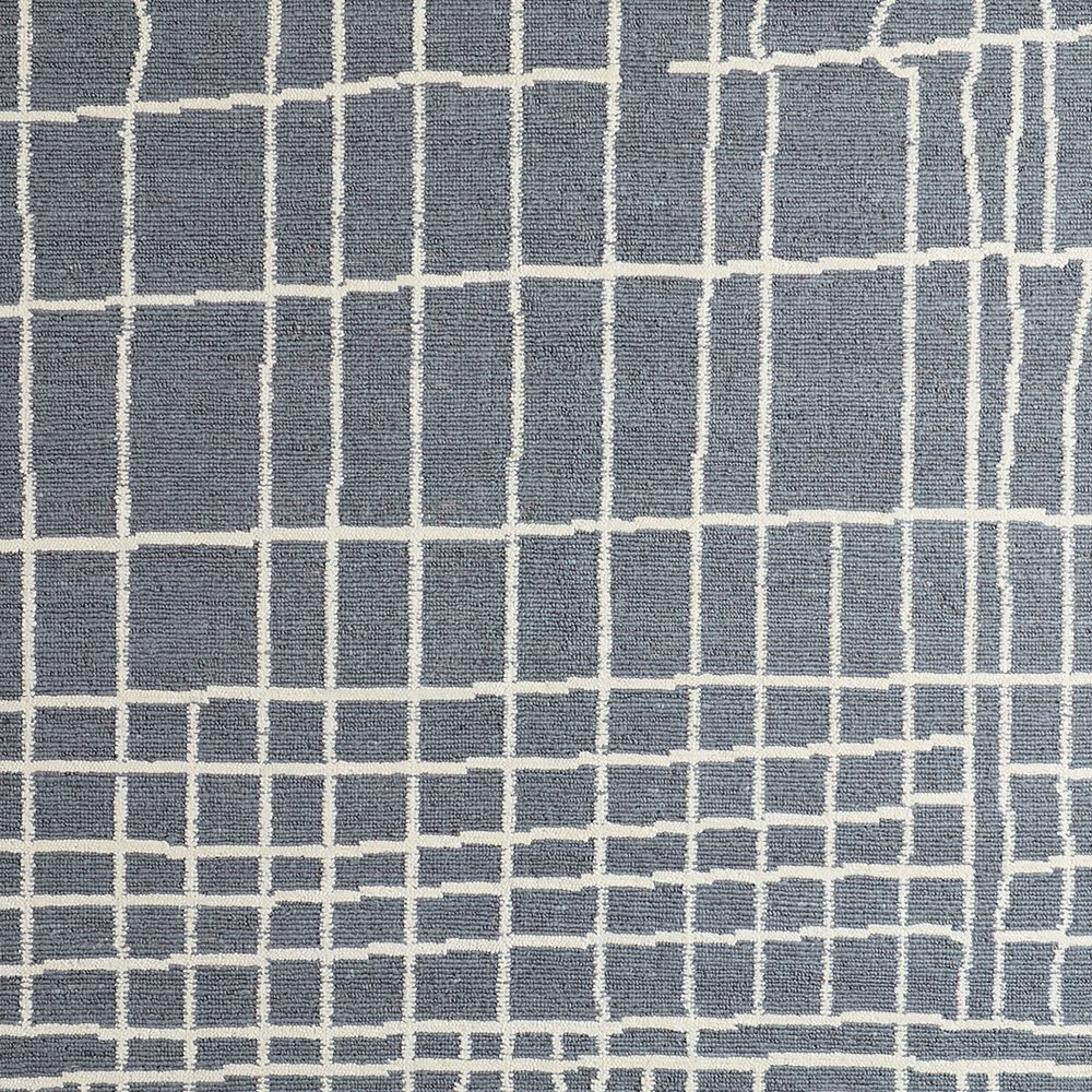 Alternative view of Agen Wool Handwoven Grid Blue Area Rug