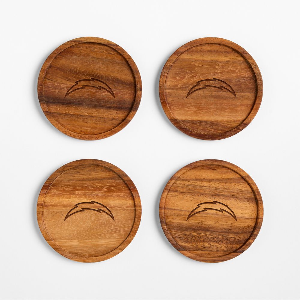 NFL Tondo Acacia Wood Coasters, Set of 4
