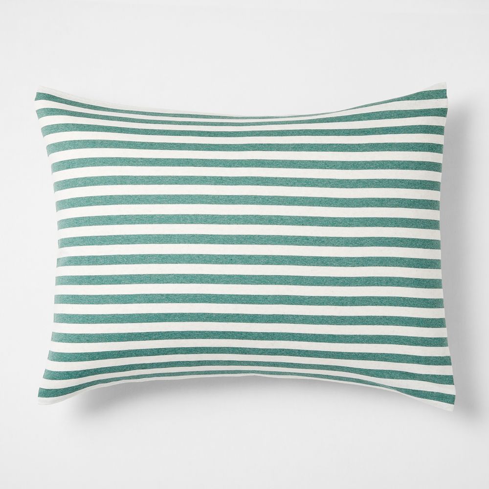 Comfy Tee Pine Green Stripe Organic Cotton Jersey Kids Pillow Sham
