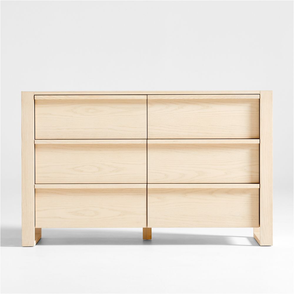 Gemini 55" Sunwashed Ash Wood 6-Drawer Wide Kids Dresser