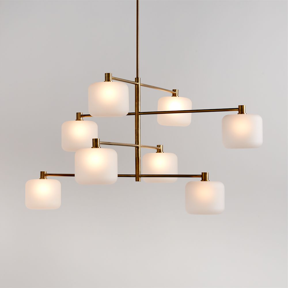 Colombe Burnished Brass and Glass Chandelier Light 50"