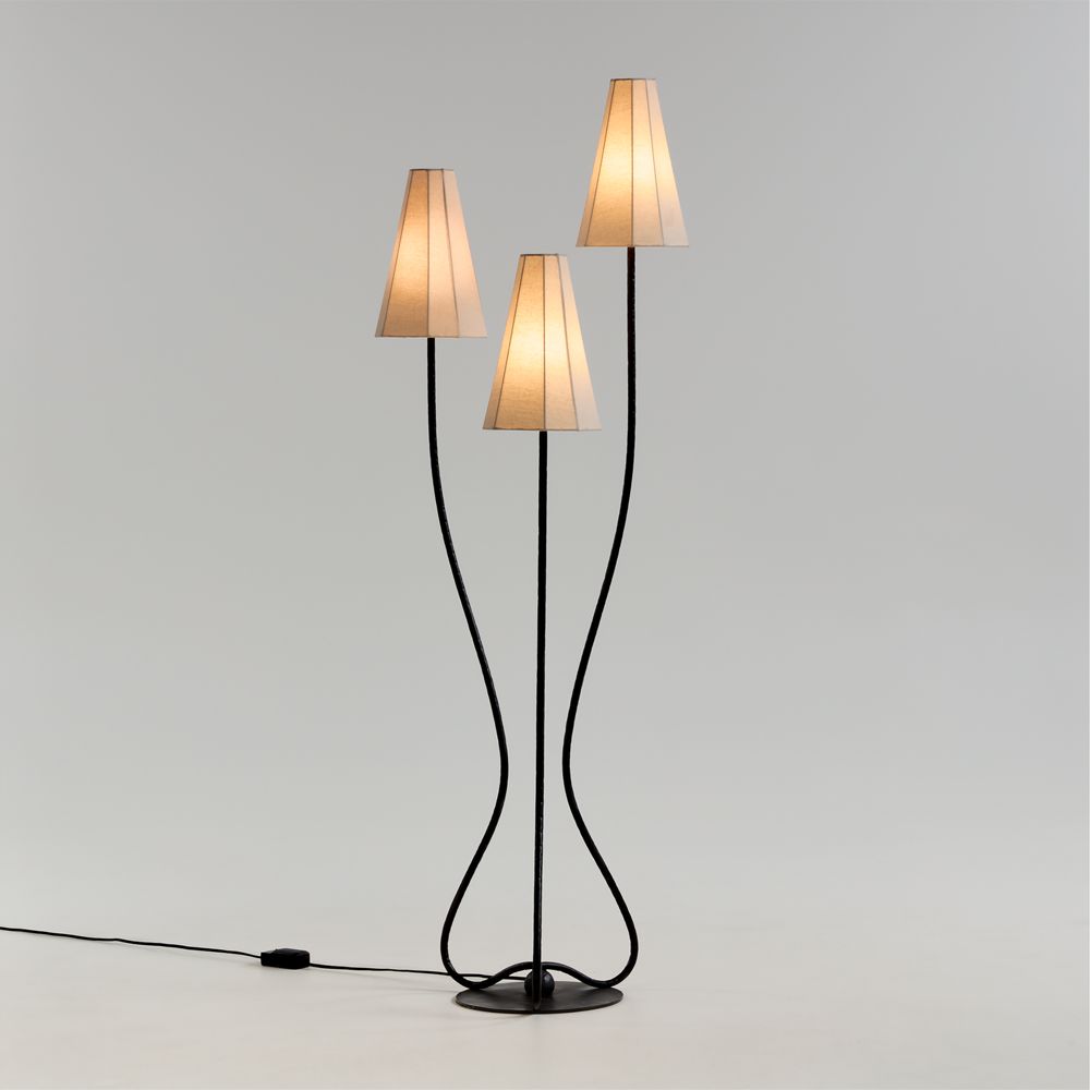 Nouveauté 3-Light Metal Floor Lamp with Linen Shades 68" by Athena Calderone