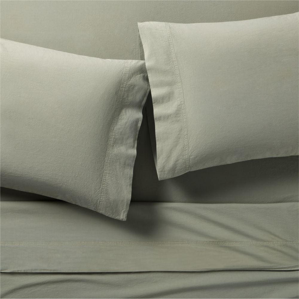 Favorite Washed Organic Cotton Shadow Sage Green Bed Sheet Set