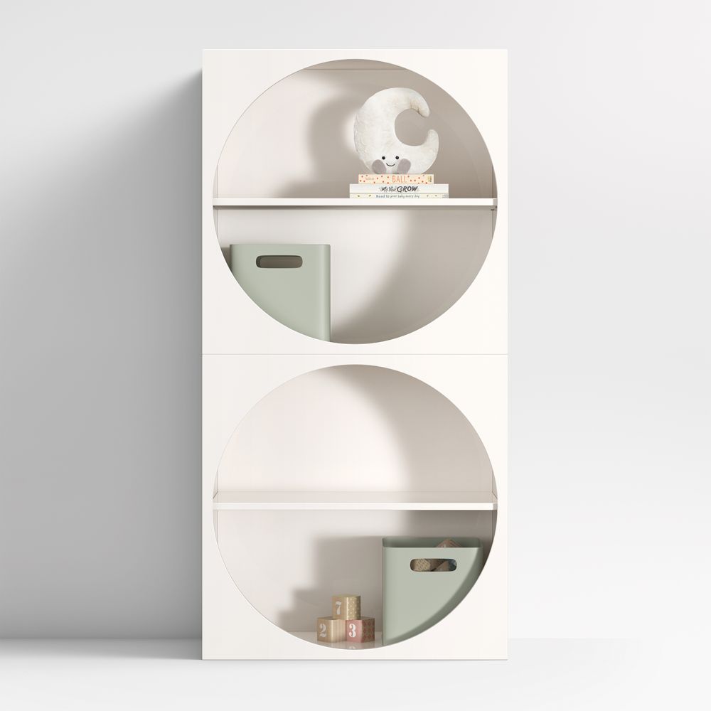 Twiggy 30" Modular Glossy Ivory Kids Open Bookcases, Set of 2