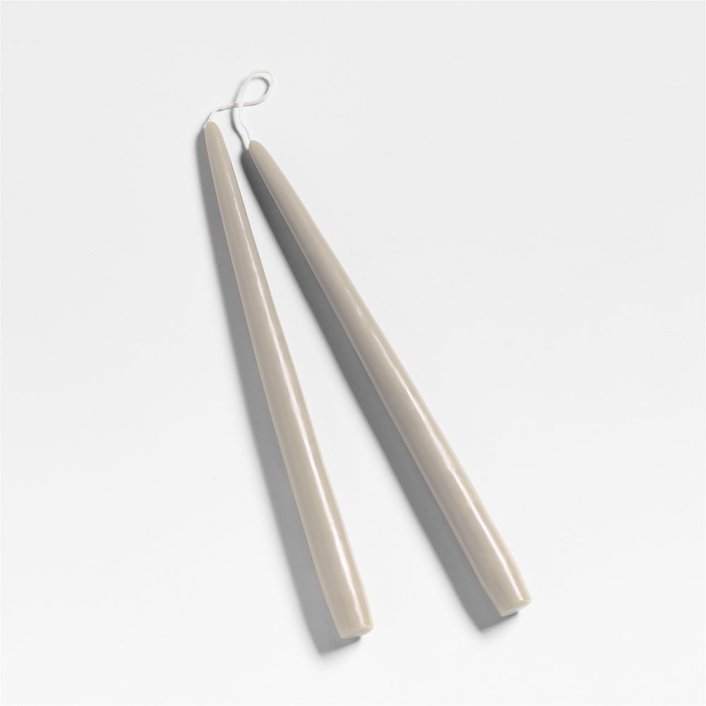 Suede Taupe 12" Dipped Taper Candles, Set of 2