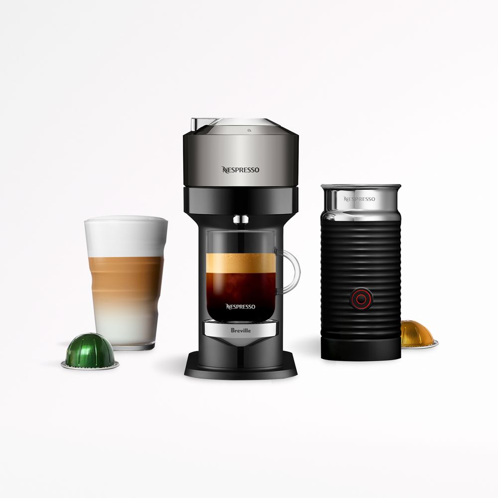 Nespresso by Breville Vertuo Next Dark Chrome Coffee and Espresso Machine with Aeroccino Frother