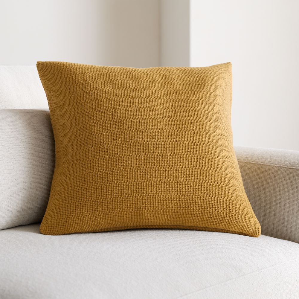 Organic Cotton Basketweave 20"x20" Moroccan Ocher Throw Pillow