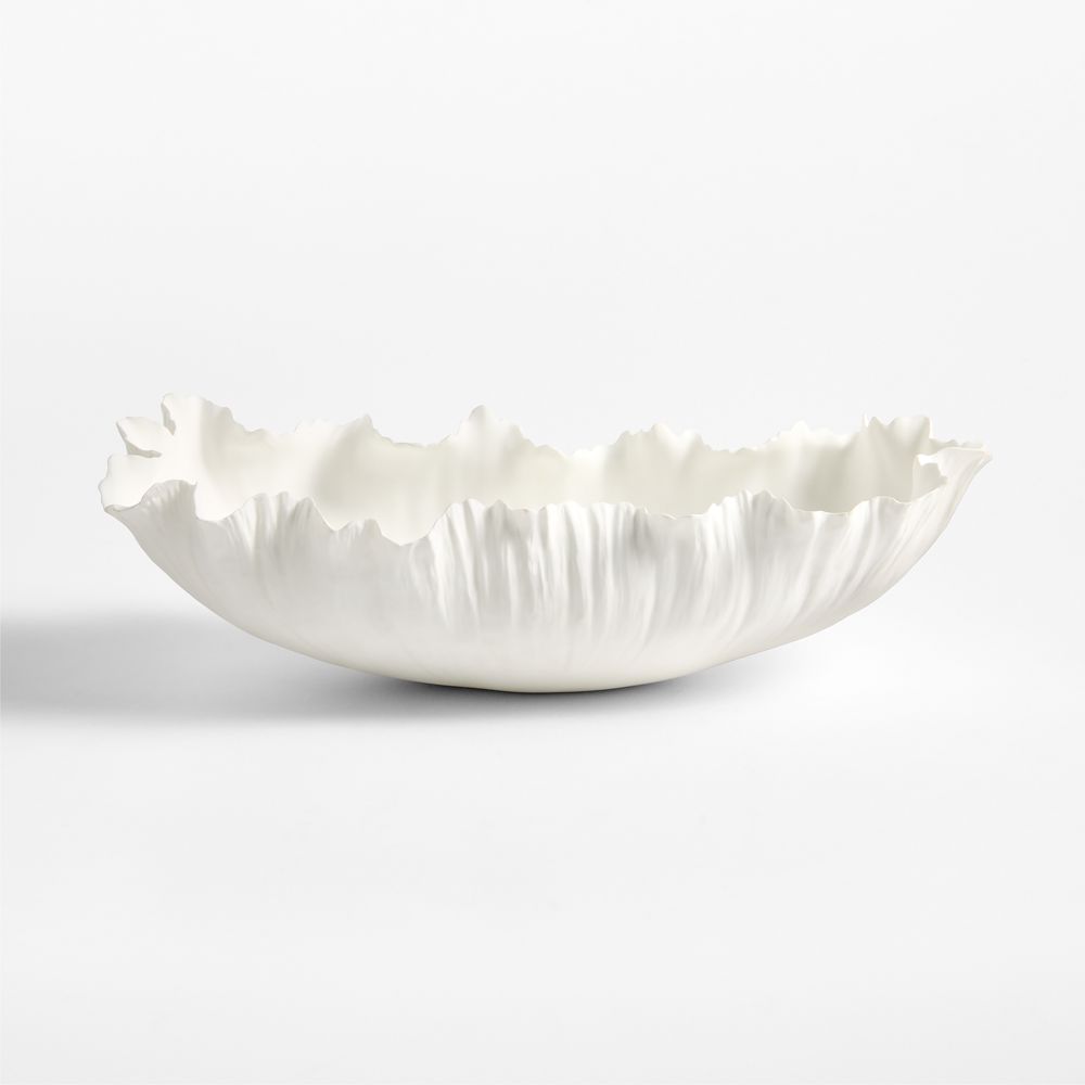 Deckled Edge White Porcelain Decorative Bowl