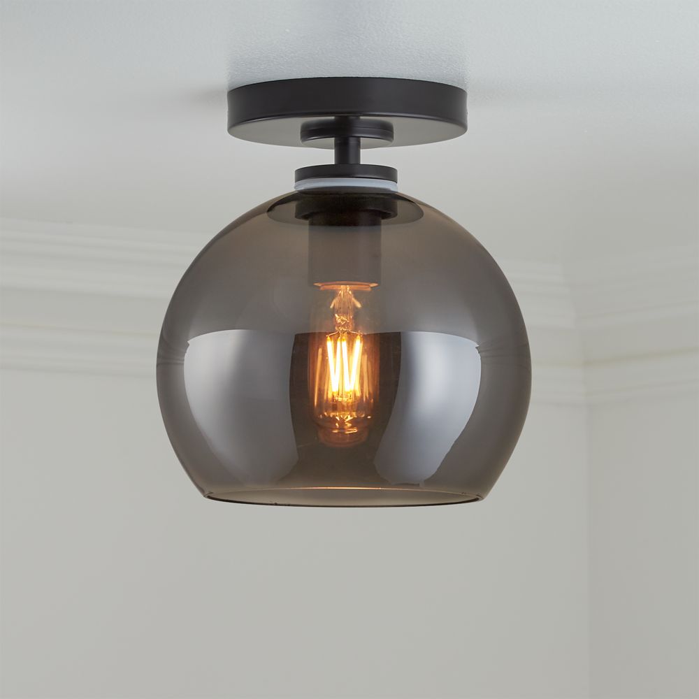 Arren Black Flush Mount Light with Silver Round Shade 8"