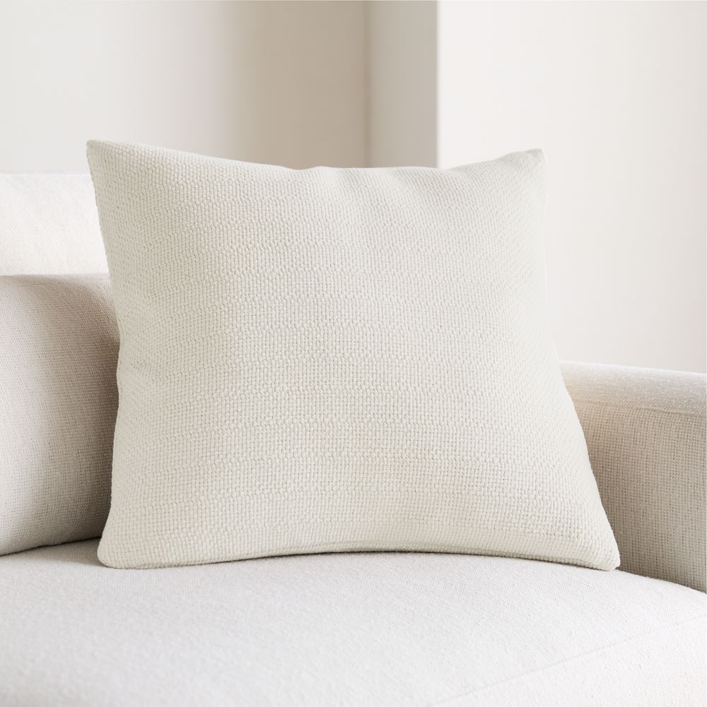Organic Cotton Basketweave 20"x20" Travertine Beige Throw Pillow