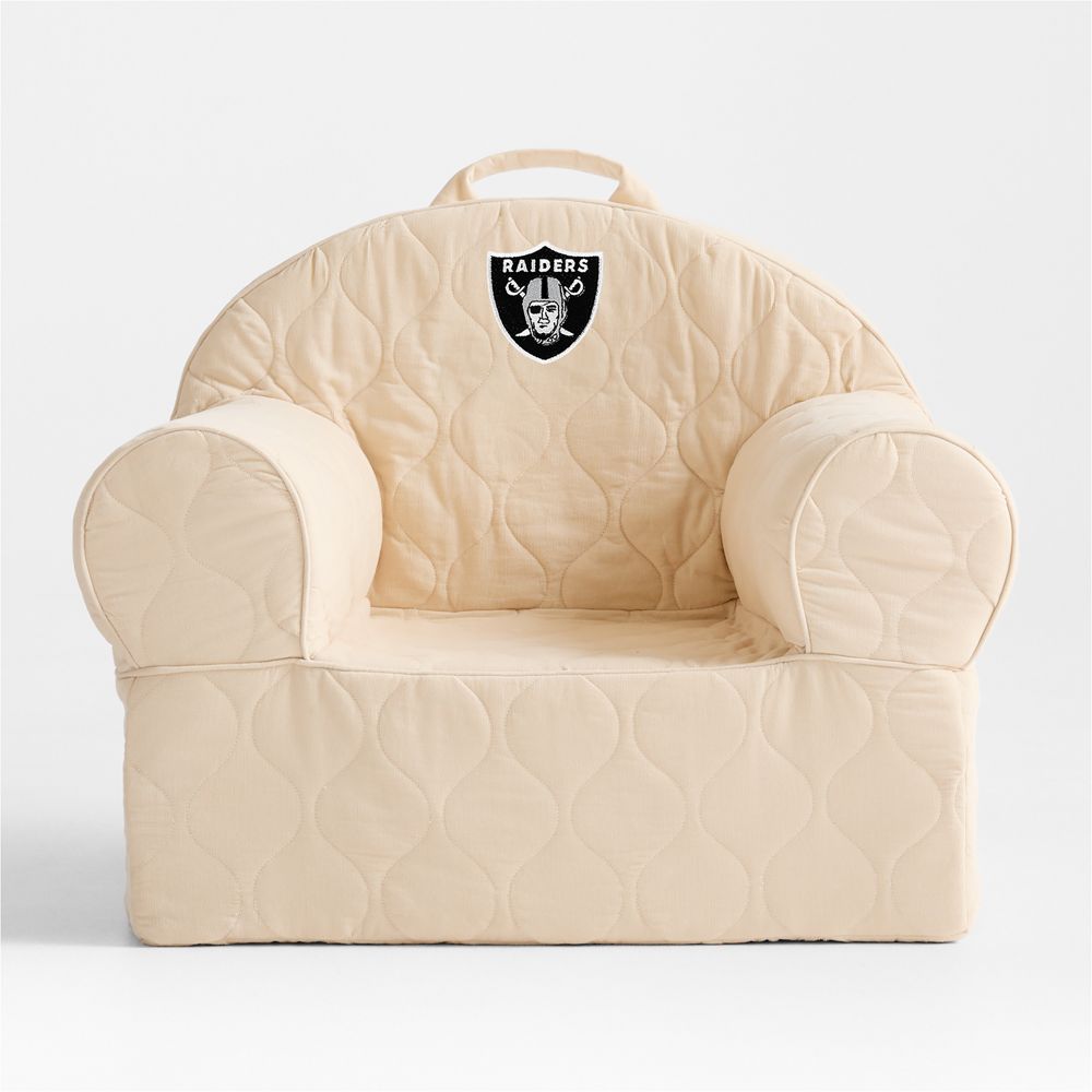 NFL Las Vegas Raiders Large Oatmeal Quilted Cotton Corduroy Kids Lounge Nod Chair