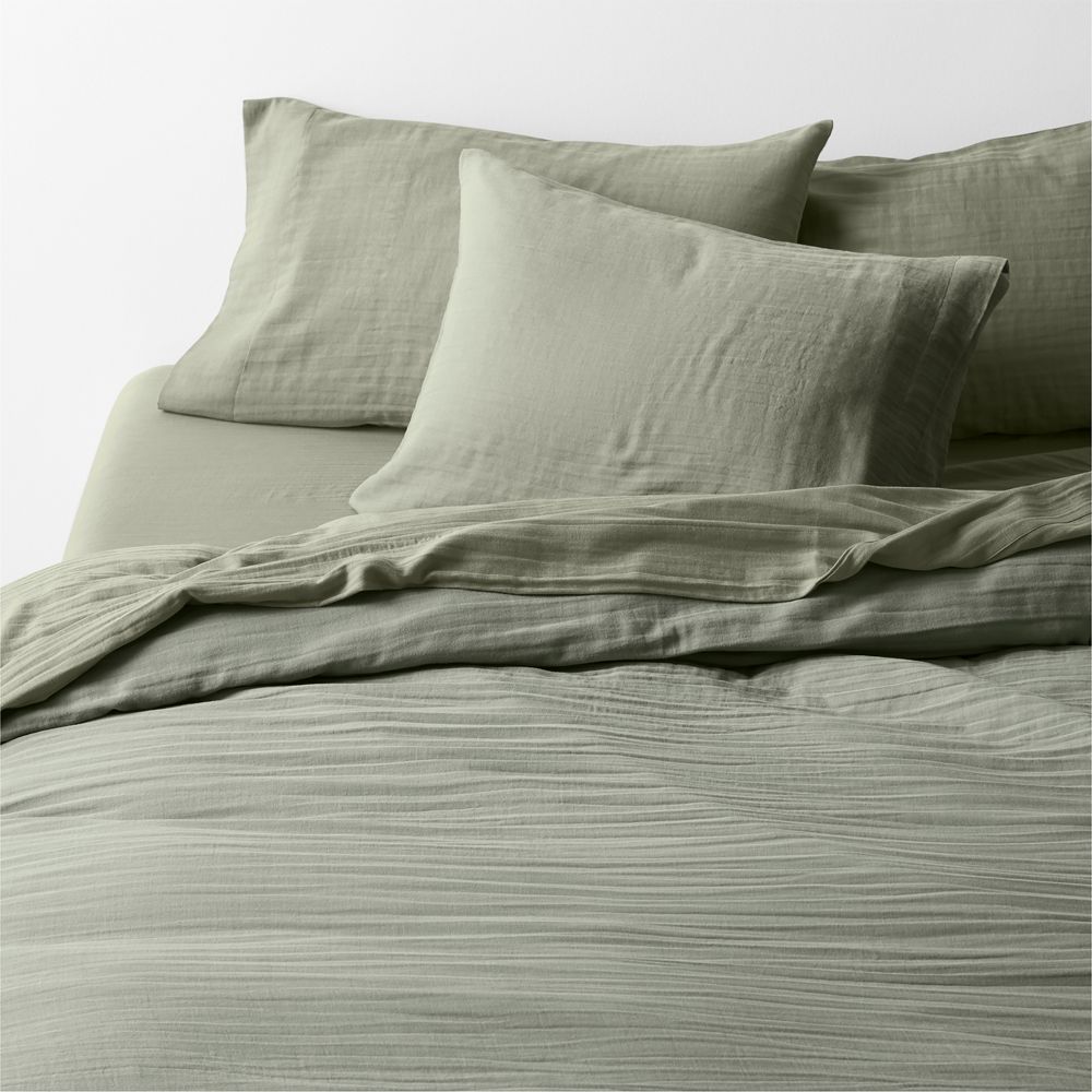 Organic Cotton Gauze Shadow Sage Duvet Cover