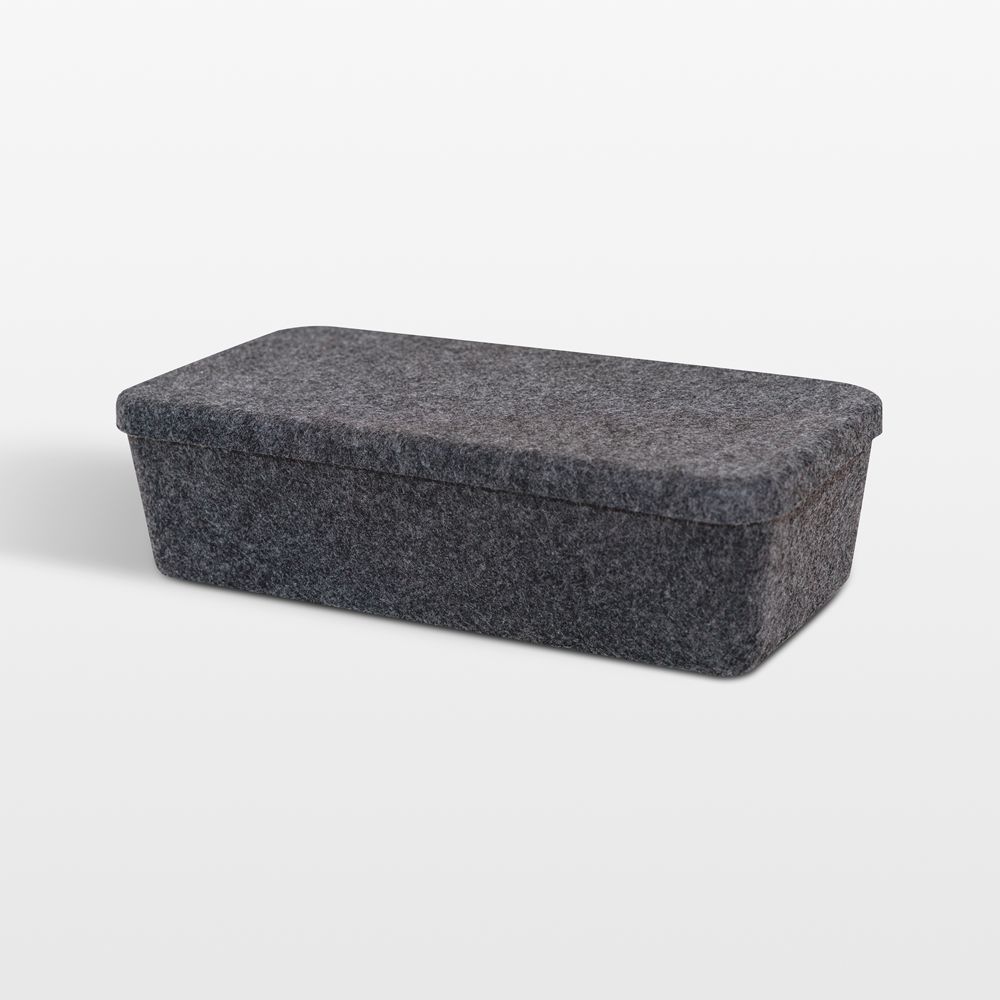 SortJoy Long Carbon Sculpted Storage Bin with Lid